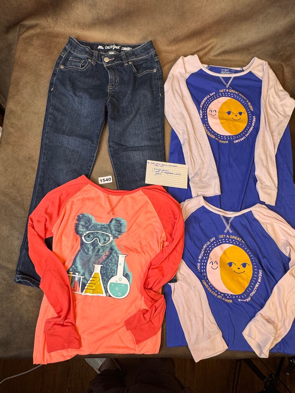 Cat & Jack Girls Size 10 Pajama & Jeans Lot, 4 Pc (1540)